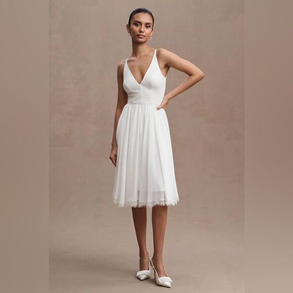 NWT Dress The Population | Off White Alicia Chiffon A Line Dress S - Picture 1 of 13
